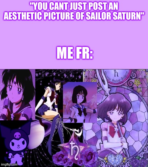 Free for anyone to use as a backround | "YOU CANT JUST POST AN AESTHETIC PICTURE OF SAILOR SATURN"; ME FR: | made w/ Imgflip meme maker