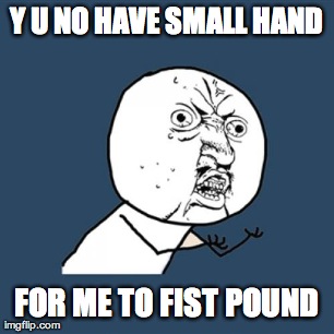 Y U No Meme | Y U NO HAVE SMALL HAND FOR ME TO FIST POUND | image tagged in memes,y u no | made w/ Imgflip meme maker