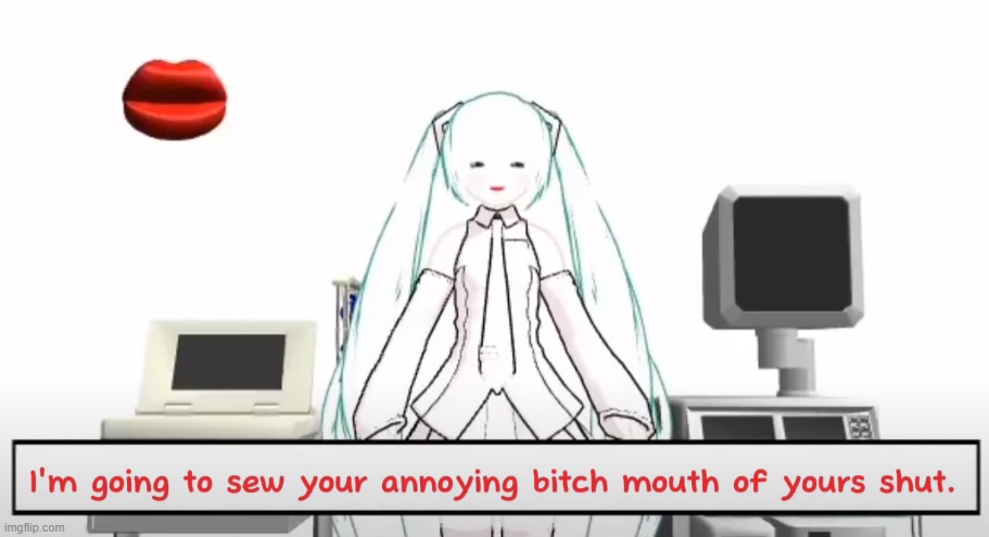 miku sews your mouth shut | image tagged in miku sews your mouth shut | made w/ Imgflip meme maker