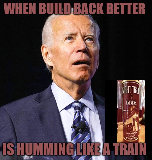Nite Train to Nowhere | WHEN BUILD BACK BETTER; IS HUMMING LIKE A TRAIN | image tagged in nightmares,joe biden,political memes,political meme,woke,red pill | made w/ Imgflip meme maker
