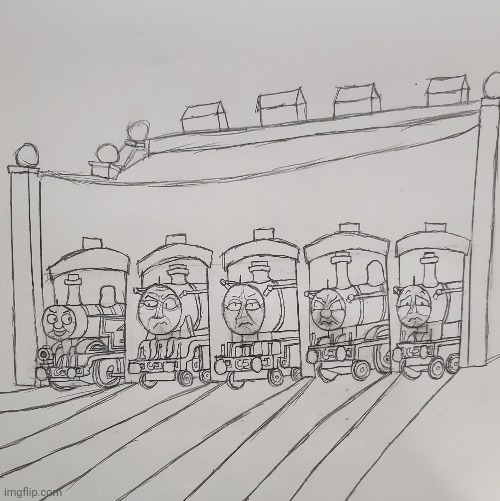 The opening scene of "Edward" (Dialogue in comments) | image tagged in thomas the tank engine,drawing | made w/ Imgflip meme maker