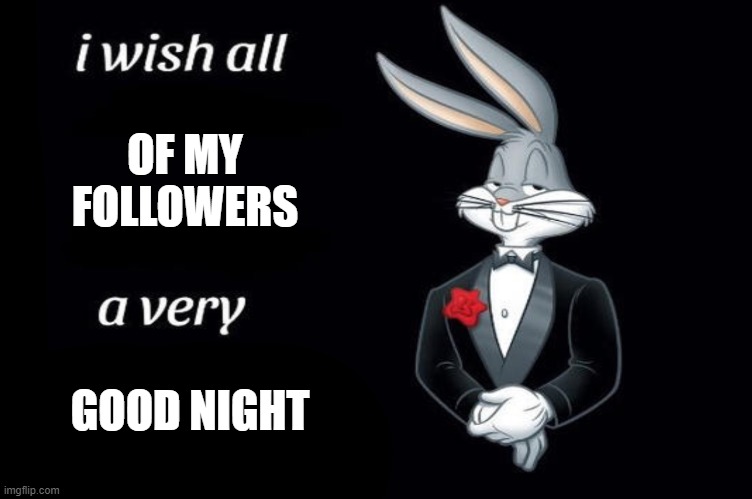 Bugs bunny I wish all empty template | OF MY FOLLOWERS; GOOD NIGHT | image tagged in bugs bunny i wish all empty template | made w/ Imgflip meme maker