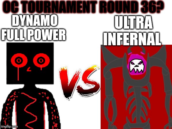 Oc tournament frame | OC TOURNAMENT ROUND 36? DYNAMO FULL POWER; ULTRA INFERNAL | image tagged in oc tournament frame | made w/ Imgflip meme maker