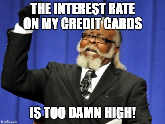 Too Damn High | THE INTEREST RATE ON MY CREDIT CARDS; IS TOO DAMN HIGH! | image tagged in memes,too damn high | made w/ Imgflip meme maker