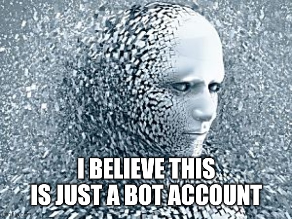 Robot | I BELIEVE THIS IS JUST A BOT ACCOUNT | image tagged in robot | made w/ Imgflip meme maker
