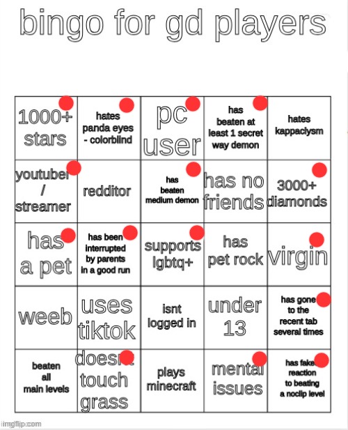 bruh | image tagged in gd bingo | made w/ Imgflip meme maker