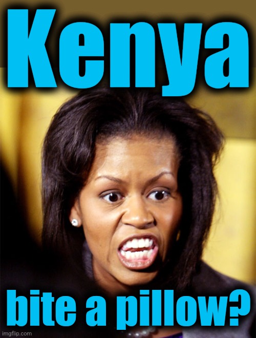 Michelle Obama Lookalike | Kenya bite a pillow? | image tagged in michelle obama lookalike | made w/ Imgflip meme maker