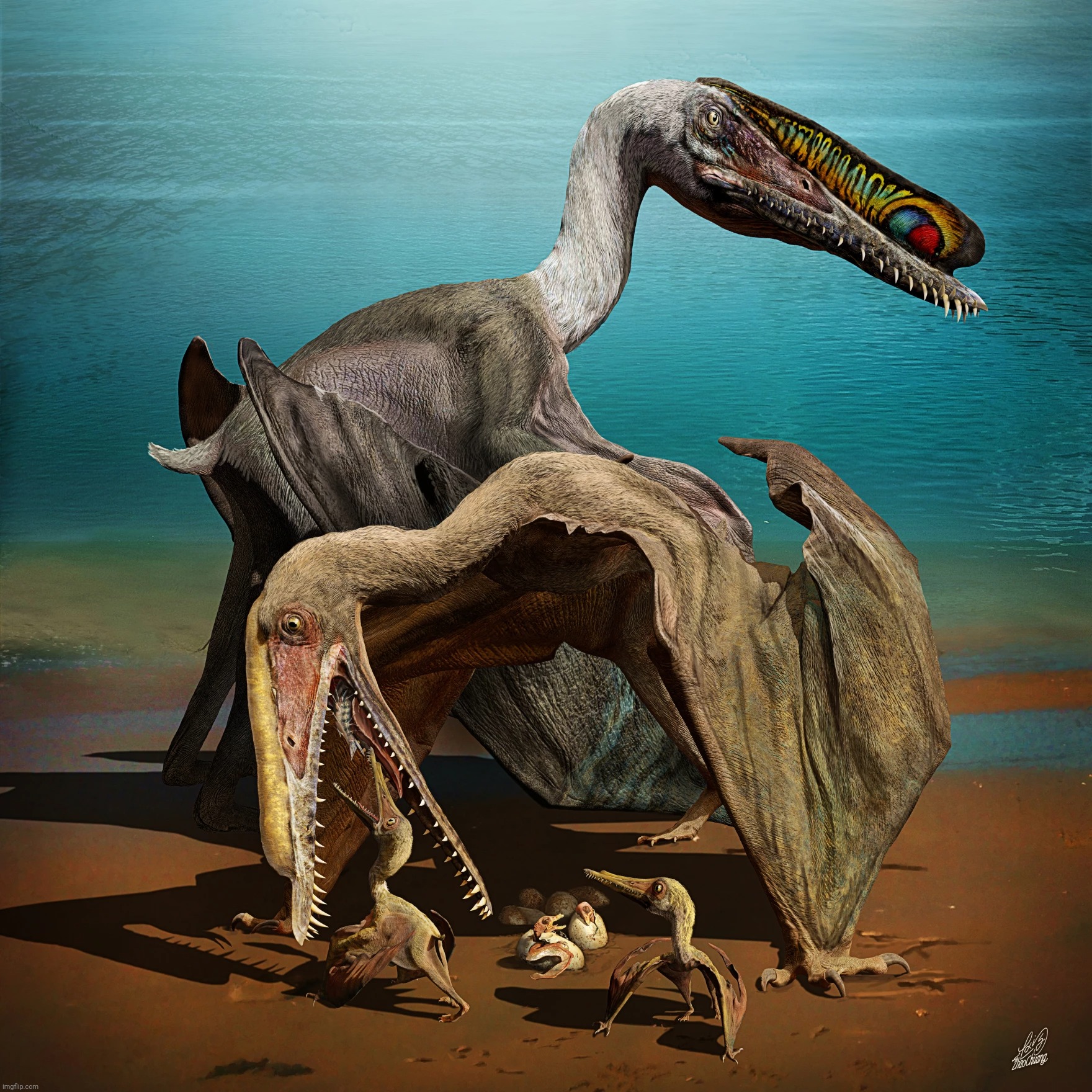 Larger pterosaurs like Hamipterus tianshanensis may have cared for less developed young | image tagged in hamipterus tianshanensis,pterosaur,flying reptiles,reptile | made w/ Imgflip meme maker