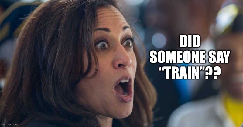 kamala harriss | DID SOMEONE SAY “TRAIN”?? | image tagged in kamala harriss | made w/ Imgflip meme maker