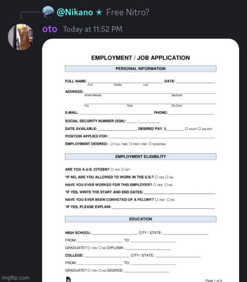 BOO im a job application | made w/ Imgflip meme maker