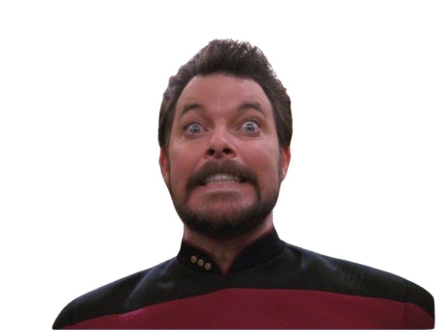 High Quality Commander Riker Scary Face Transparent Background Blank Meme Template