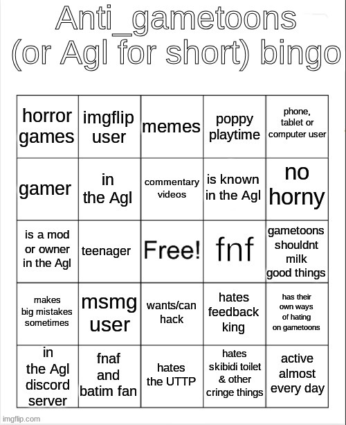 High Quality Anti_gametoons bingo Blank Meme Template