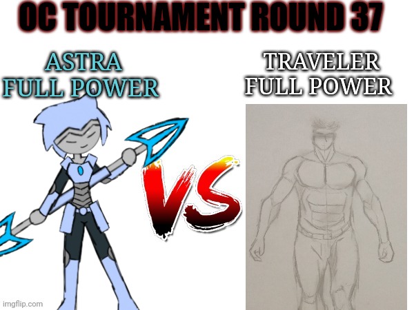 Oc tournament frame | OC TOURNAMENT ROUND 37; ASTRA FULL POWER; TRAVELER FULL POWER | image tagged in oc tournament frame | made w/ Imgflip meme maker