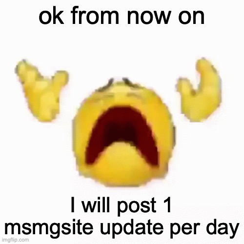 :nooo: | ok from now on; I will post 1 msmgsite update per day | image tagged in nooo | made w/ Imgflip meme maker