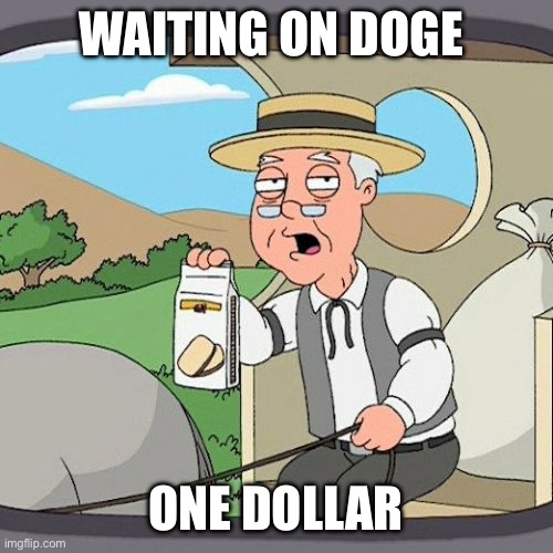 Pepperidge Farm Remembers Meme | WAITING ON DOGE; ONE DOLLAR | image tagged in memes,pepperidge farm remembers | made w/ Imgflip meme maker