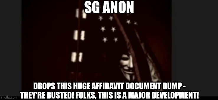 SG Anon: Drops This HUGE Affidavit Document Dump – They’re BUSTED! Folks, This is a MAJOR Development!  (Video)