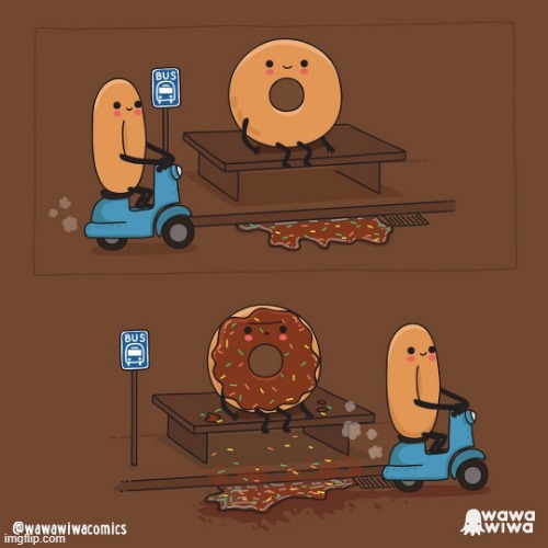 image tagged in donuts,motorbike,puddle,splash,chocolate,sprinkles | made w/ Imgflip meme maker