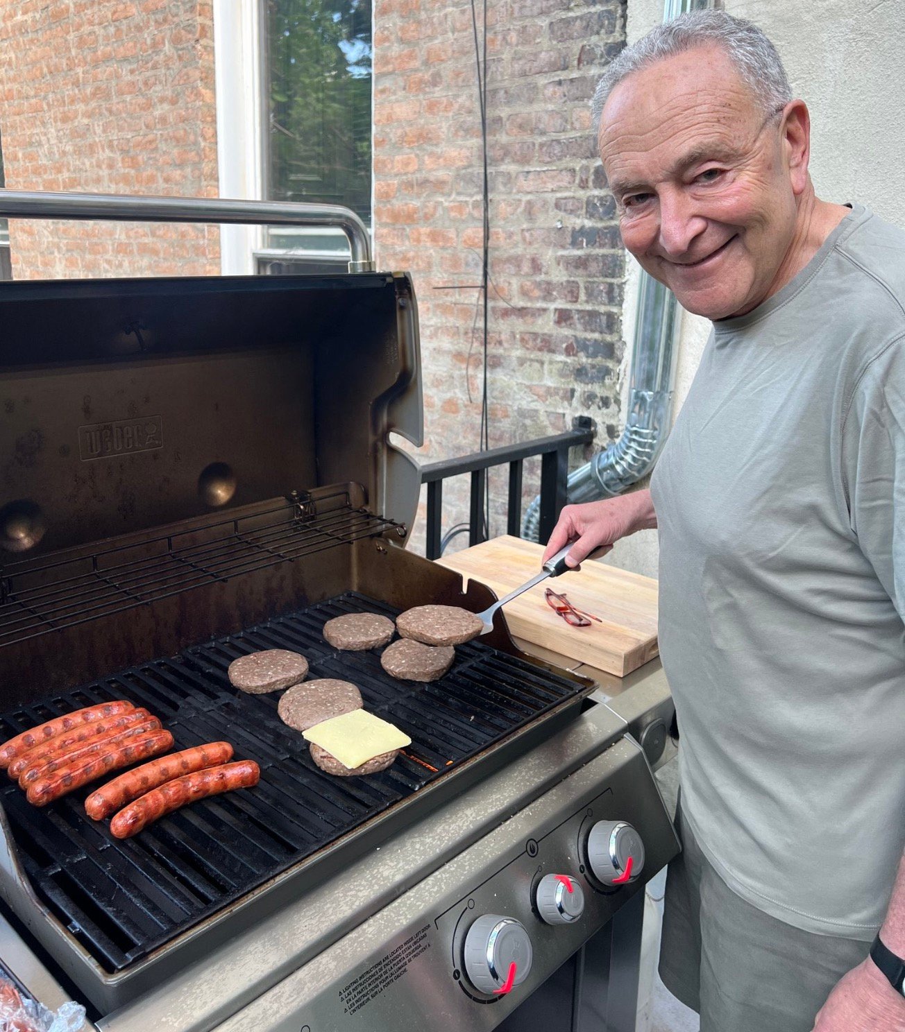 Chuck Schumer Fakes Grilling Blank Meme Template