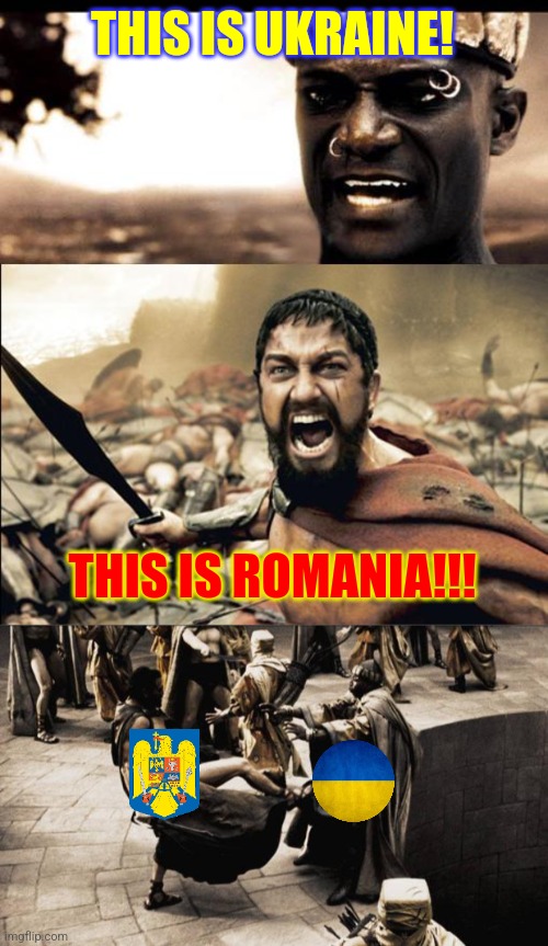 ROMANIA - UKRAINE 3-0. UP NEXT: BELGIUM! | THIS IS UKRAINE! THIS IS ROMANIA!!! | image tagged in this is madness / this is spartaaaaaa,madness - this is sparta,romania,ukraine,euro 2024,yeeeaaaaaaa | made w/ Imgflip meme maker