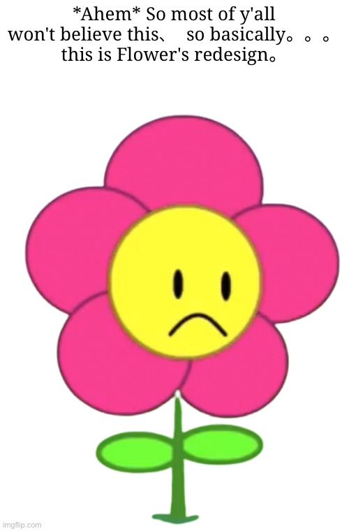 *Ahem* So most of y'all won't believe this、  so basically。。。 this is Flower's redesign。 | image tagged in bfdi,memes,funny,inanimate insanity | made w/ Imgflip meme maker