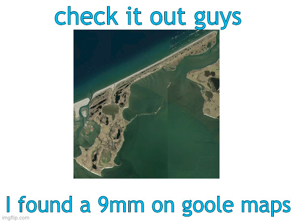 quite a find | check it out guys; I found a 9mm on goole maps | image tagged in guns,google maps | made w/ Imgflip meme maker