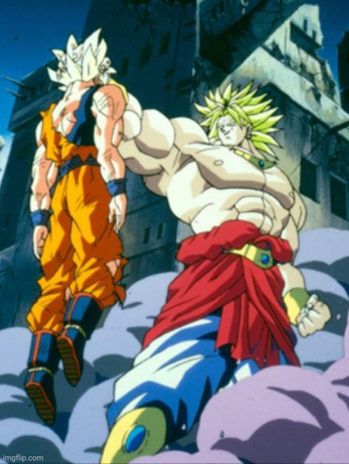 Broly choking Goku | image tagged in broly choking goku | made w/ Imgflip meme maker