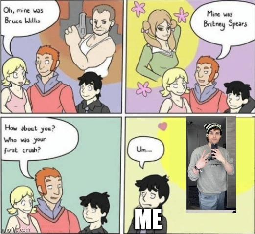 Childhood Crushes template | ME | image tagged in childhood crushes template | made w/ Imgflip meme maker