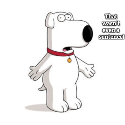 Family Guy Brian | That wasn't even a
 sentence! | image tagged in memes,family guy brian,slavic | made w/ Imgflip meme maker