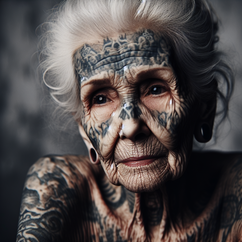 High Quality Old Tattooed Woman Blank Meme Template