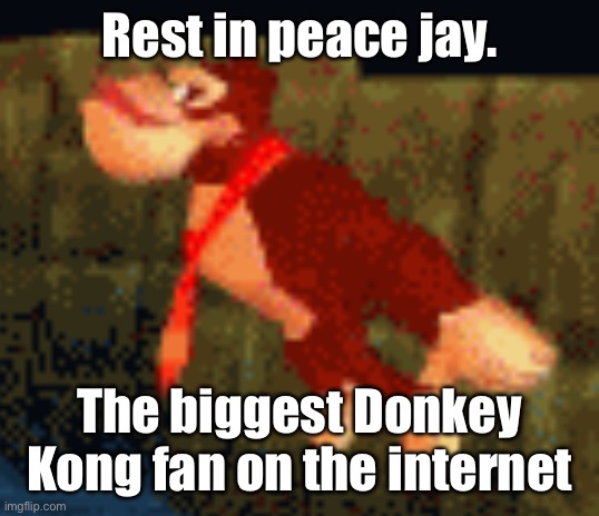 Everyone please take a moment of silence in remembrance for this amazing user | Rest in peace jay. The biggest Donkey Kong fan on the internet | image tagged in rest in peace,donkey kong,jay | made w/ Imgflip meme maker