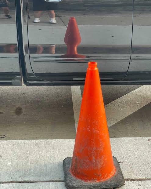 Traffic Cone Butt Plug Truck Reflection Blank Meme Template