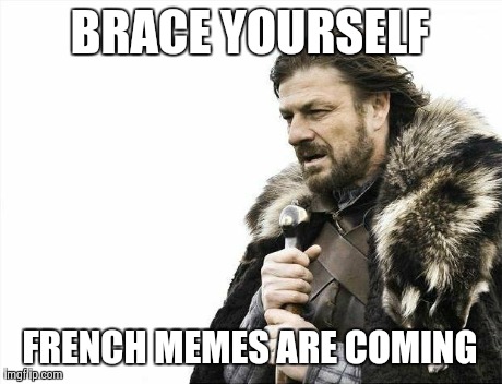 Brace Yourselves X is Coming | BRACE YOURSELF FRENCH MEMES ARE COMING | image tagged in memes,brace yourselves x is coming | made w/ Imgflip meme maker