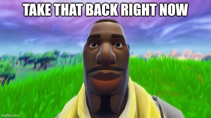 TAKE THAT BACK RIGHT NOW | image tagged in staring default | made w/ Imgflip meme maker