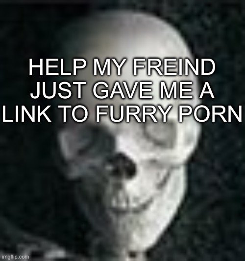 Oh no | HELP MY FREIND JUST GAVE ME A LINK TO FURRY PORN | image tagged in skull | made w/ Imgflip meme maker