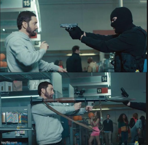 eminem rocket launcher | image tagged in eminem rocket launcher | made w/ Imgflip meme maker