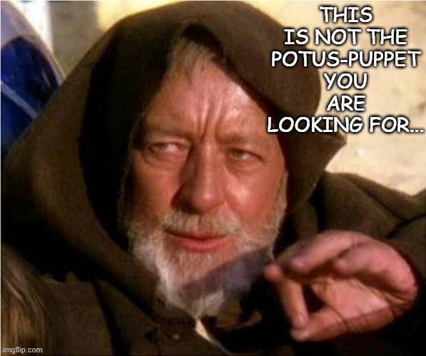 Jedi Mind Trick | THIS IS NOT THE POTUS-PUPPET YOU ARE LOOKING FOR... | image tagged in jedi mind trick | made w/ Imgflip meme maker