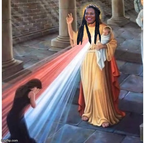 Our Lord and Savior Cori Bush | image tagged in jesus blessing from the heart,cori bush,sarcasm | made w/ Imgflip meme maker