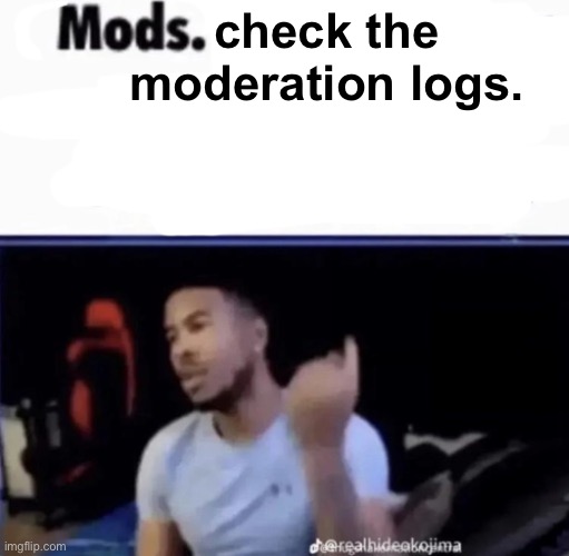 im so curious to see who it was | check the moderation logs. | made w/ Imgflip meme maker