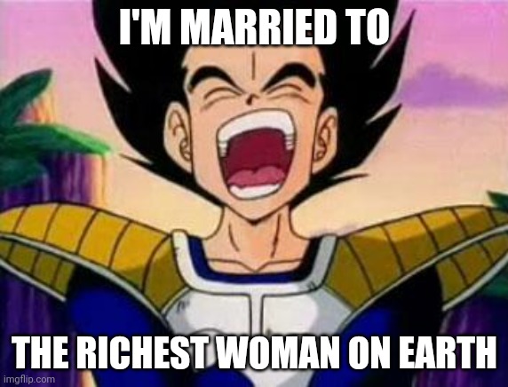 vegeta lol | I'M MARRIED TO THE RICHEST WOMAN ON EARTH | image tagged in vegeta lol | made w/ Imgflip meme maker