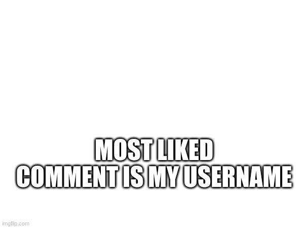 Most liked comment is my username | MOST LIKED COMMENT IS MY USERNAME | image tagged in username,text,blank white template | made w/ Imgflip meme maker