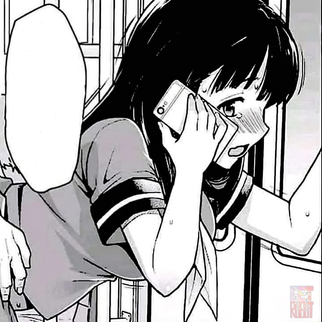 High Quality anime girl on phone Blank Meme Template