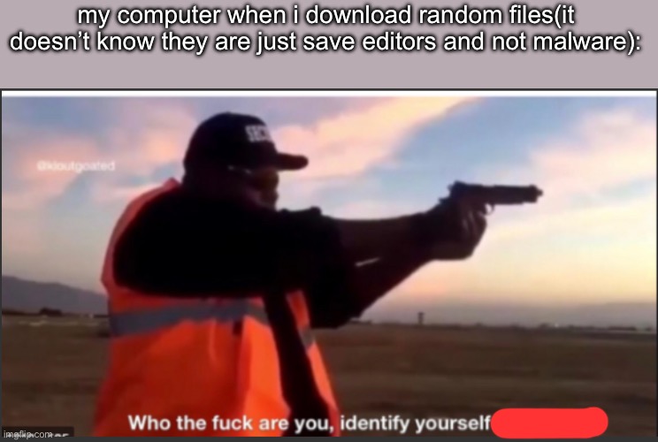 my computer when i download random files(it doesn’t know they are just save editors and not malware): | made w/ Imgflip meme maker