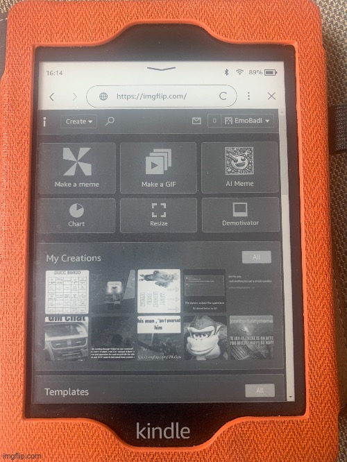 Imgflip on a kindle | image tagged in imgflip,on,a,kindle | made w/ Imgflip meme maker