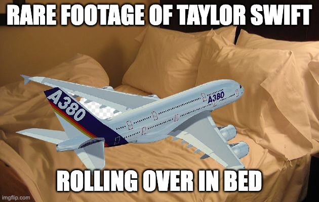 nah but i understand her struggle, a whole 10cm is wayy to far to travel w/o plane right? | RARE FOOTAGE OF TAYLOR SWIFT; ROLLING OVER IN BED | image tagged in bed,taylor swift,private jet,climate change | made w/ Imgflip meme maker