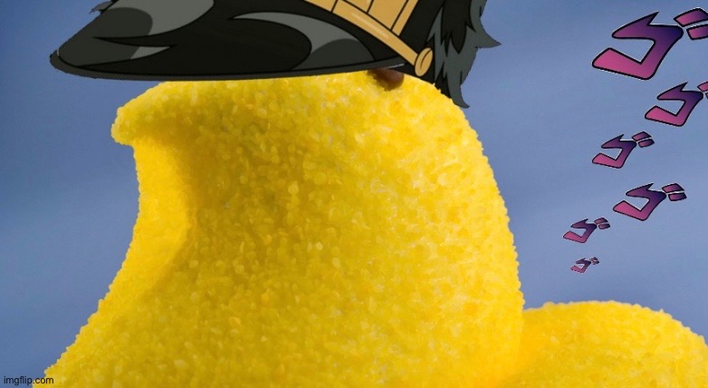 Jotaro Peepo | image tagged in jojo's bizarre adventure,peeps,stupid | made w/ Imgflip meme maker