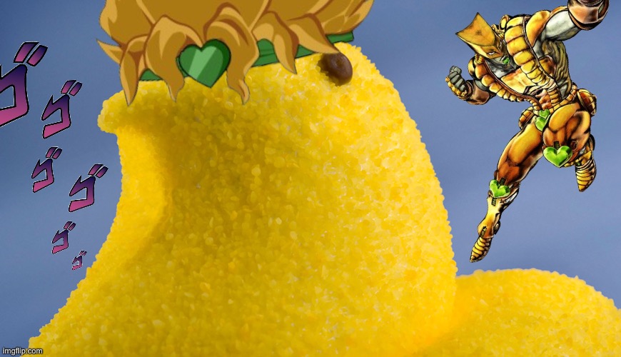 Dio Peepo | image tagged in jojo's bizarre adventure,peeps,stupid | made w/ Imgflip meme maker