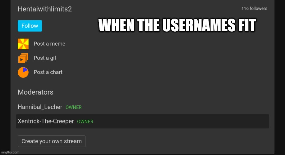 WHEN THE USERNAMES FIT | made w/ Imgflip meme maker