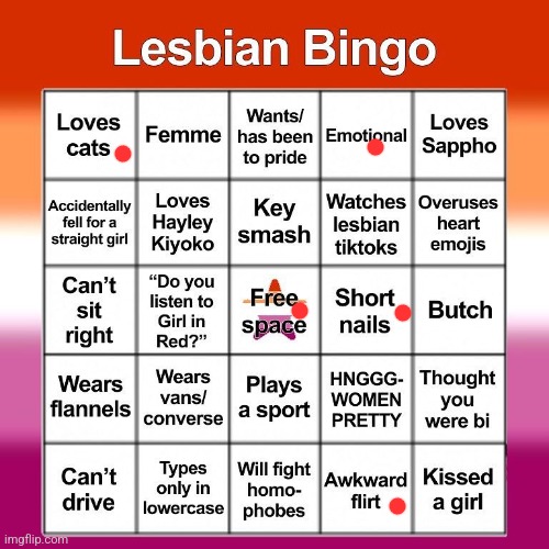 Lesbian bingo | image tagged in lesbian bingo | made w/ Imgflip meme maker