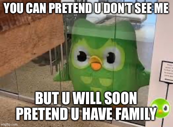 When You Forget A Lesson | YOU CAN PRETEND U DON’T SEE ME; BUT U WILL SOON PRETEND U HAVE FAMILY | image tagged in when you forgot your spanish lessons | made w/ Imgflip meme maker