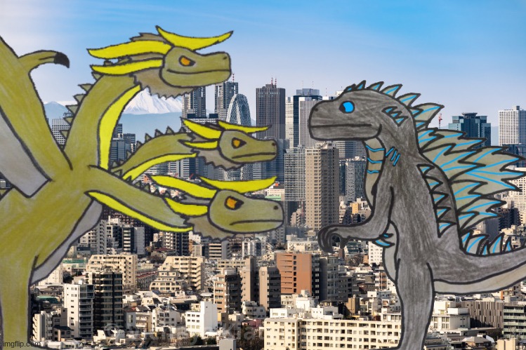 Godzilla (PaleoGoji) vs King Ghidorah in Tokyo.mp3 | made w/ Imgflip meme maker